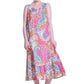 Vibrant Print Sweetheart Neck Gown with Pockets