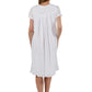 Cap Sleeve 100% Cotton White Embroidered Gown - La Cera
