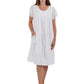 Cap Sleeve 100% Cotton White Embroidered Gown - La Cera