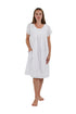 Cap Sleeve 100% Cotton White Embroidered Gown - La Cera