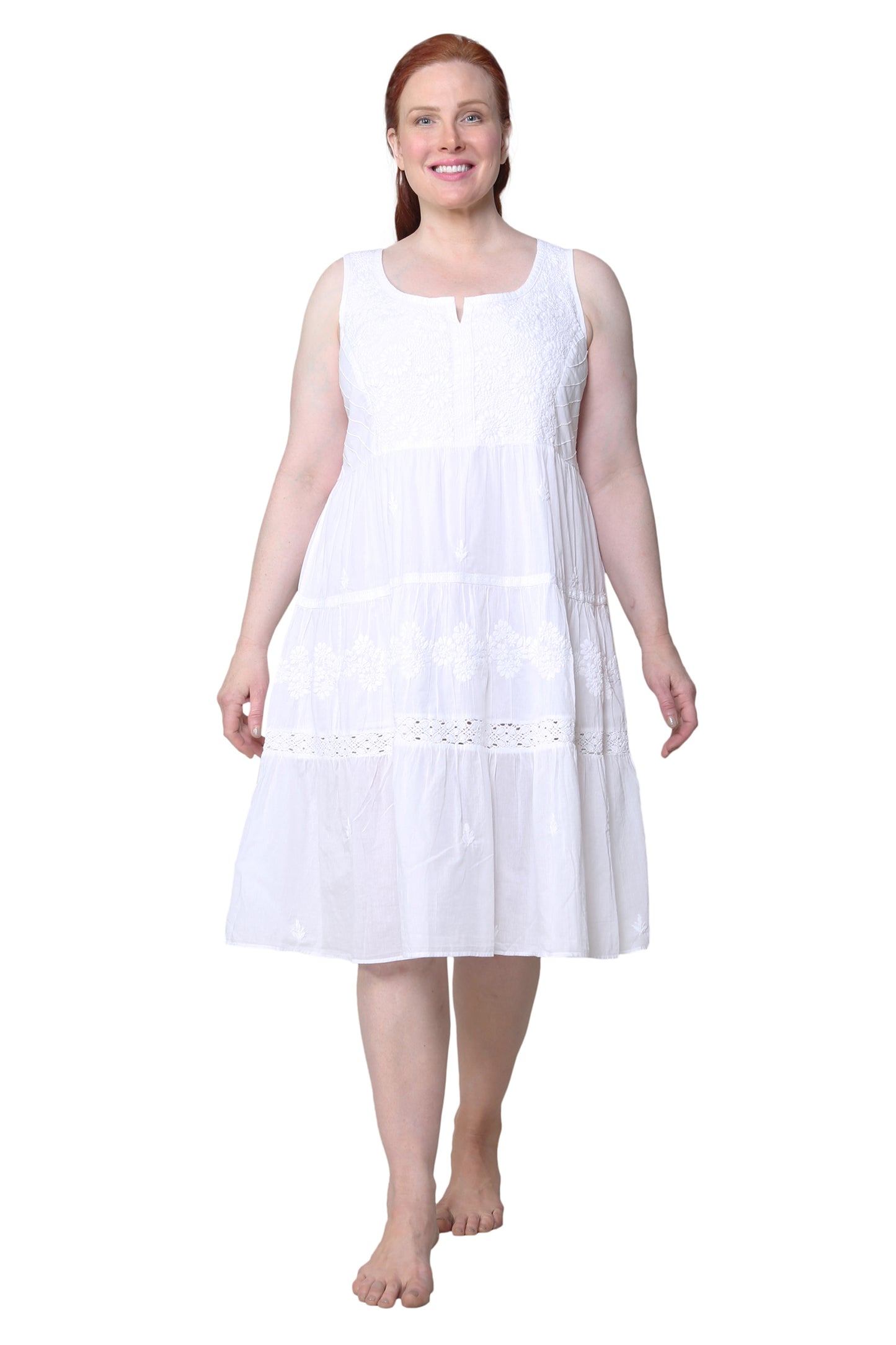La Cera Plus Size Sleeveless Tiered Chemise - La Cera