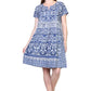 La Cera Short Sleeve Indigo Print Cotton Chemise - La Cera
