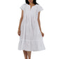 La Cera Double Cap Short Sleeve Cotton Embroidered Gown - La Cera