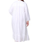 Plus Size 100% Cotton Embroidered Long Sleeve Gown - La Cera
