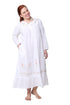 Plus Size 100% Cotton Embroidered Long Sleeve Gown - La Cera