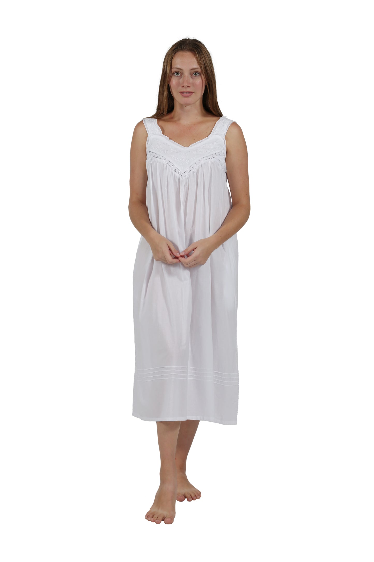 100% Cotton Embroidered Gown - La Cera
