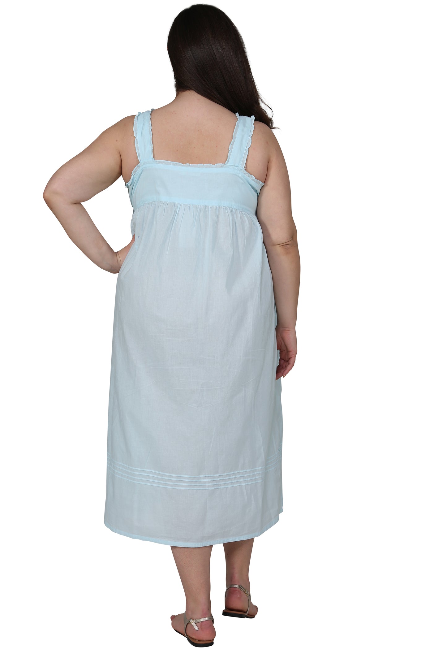 La Cera Plus Size Embroidered Sleeveless Pinafore Gown - La Cera