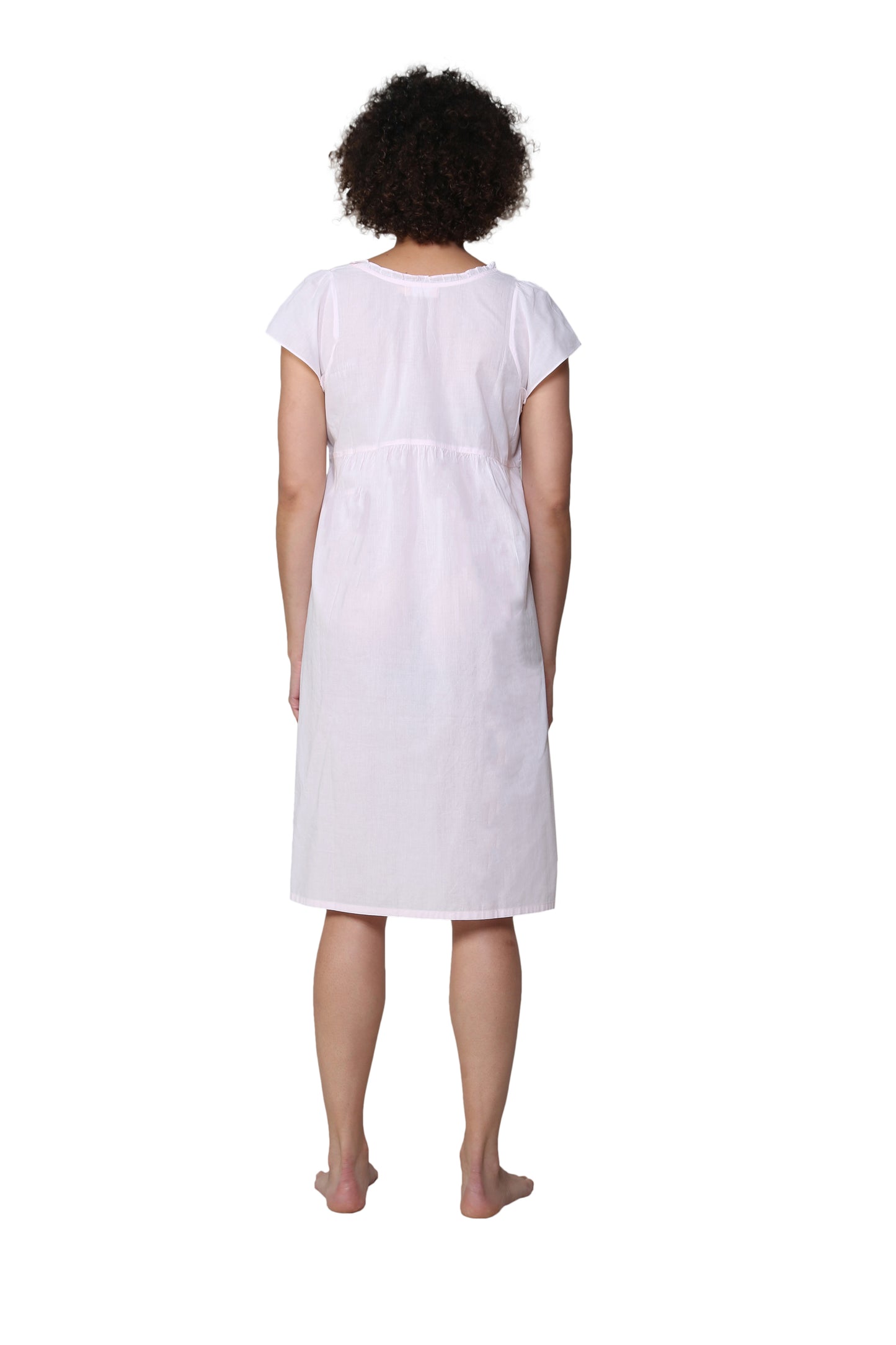 La Cera 100% White Cotton Embroidered Sweetheart Chemise - La Cera