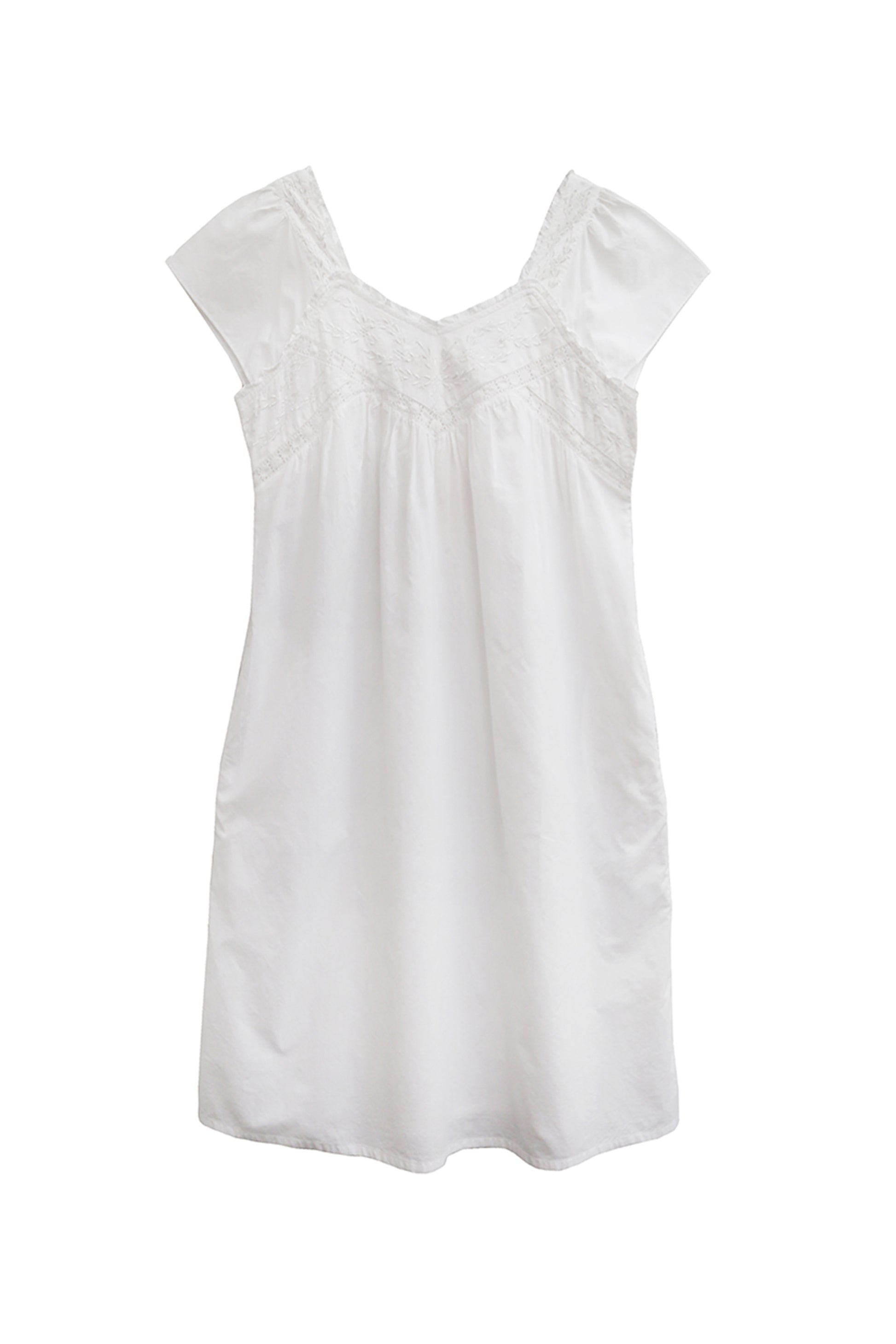 La Cera 100% White Cotton Embroidered Sweetheart Chemise - Plus Size - La Cera