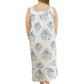 Vestido con volantes y ribete de encaje 100% algodón de talla grande - Estampado floral azul y blanco