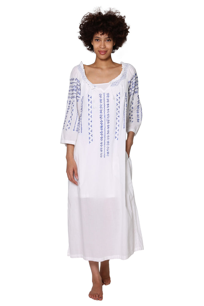 La Cera Quarter Length Sleeve Embroidered Caftan - La Cera