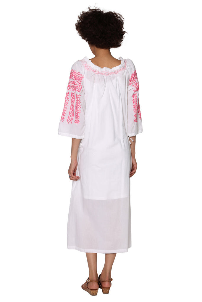 La Cera Quarter Length Sleeve Embroidered Caftan - La Cera