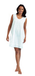 100% Cotton Embroidered Scoop Neck Chemise - La Cera