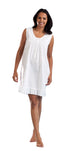 100% Cotton Embroidered Scoop Neck Chemise - La Cera