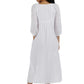 100% Cotton 3/4 Sleeve Embroidered Gown - La Cera