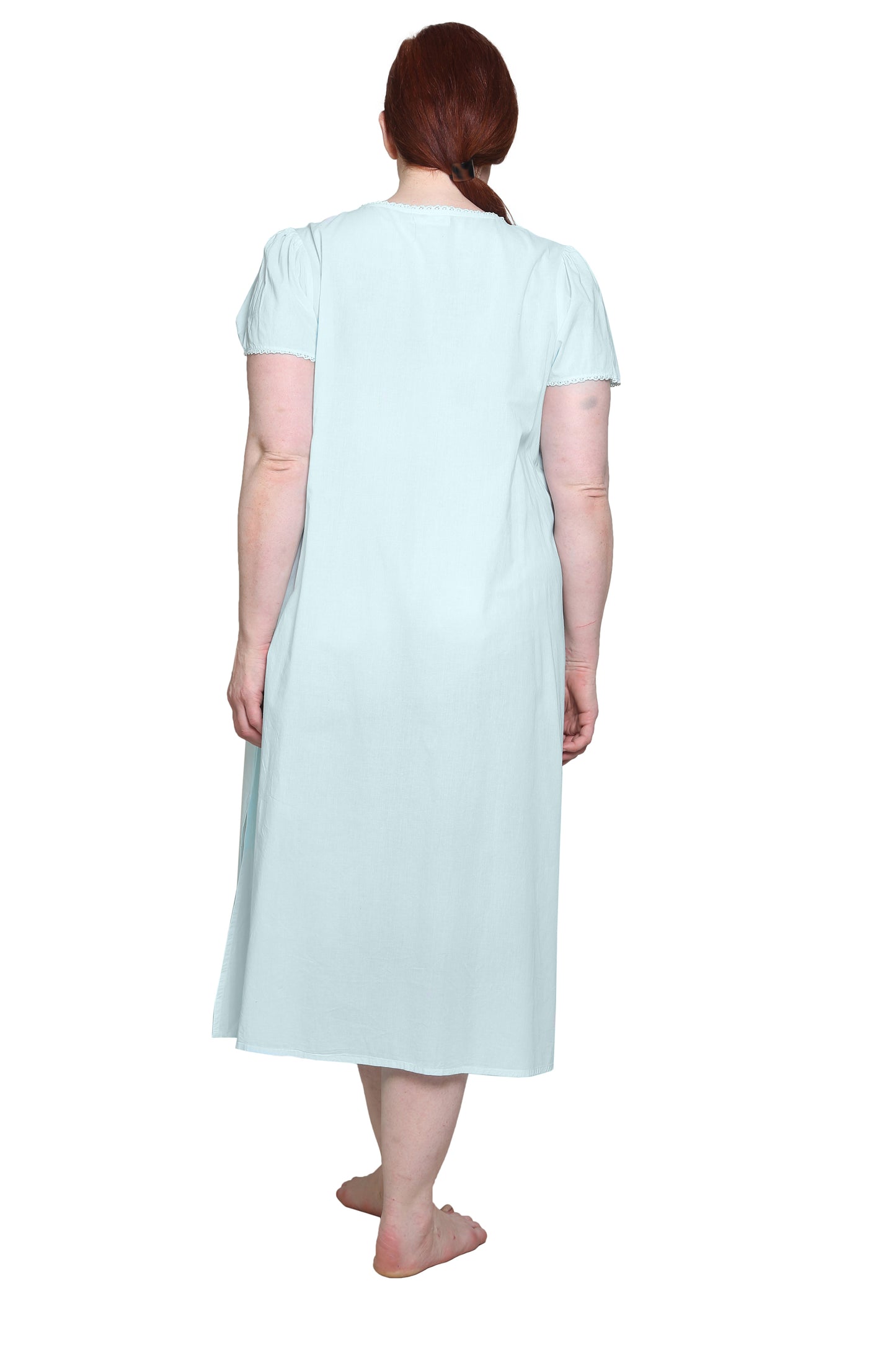 La Cera Plus Size 100% Cotton Lace Applique Gown - La Cera