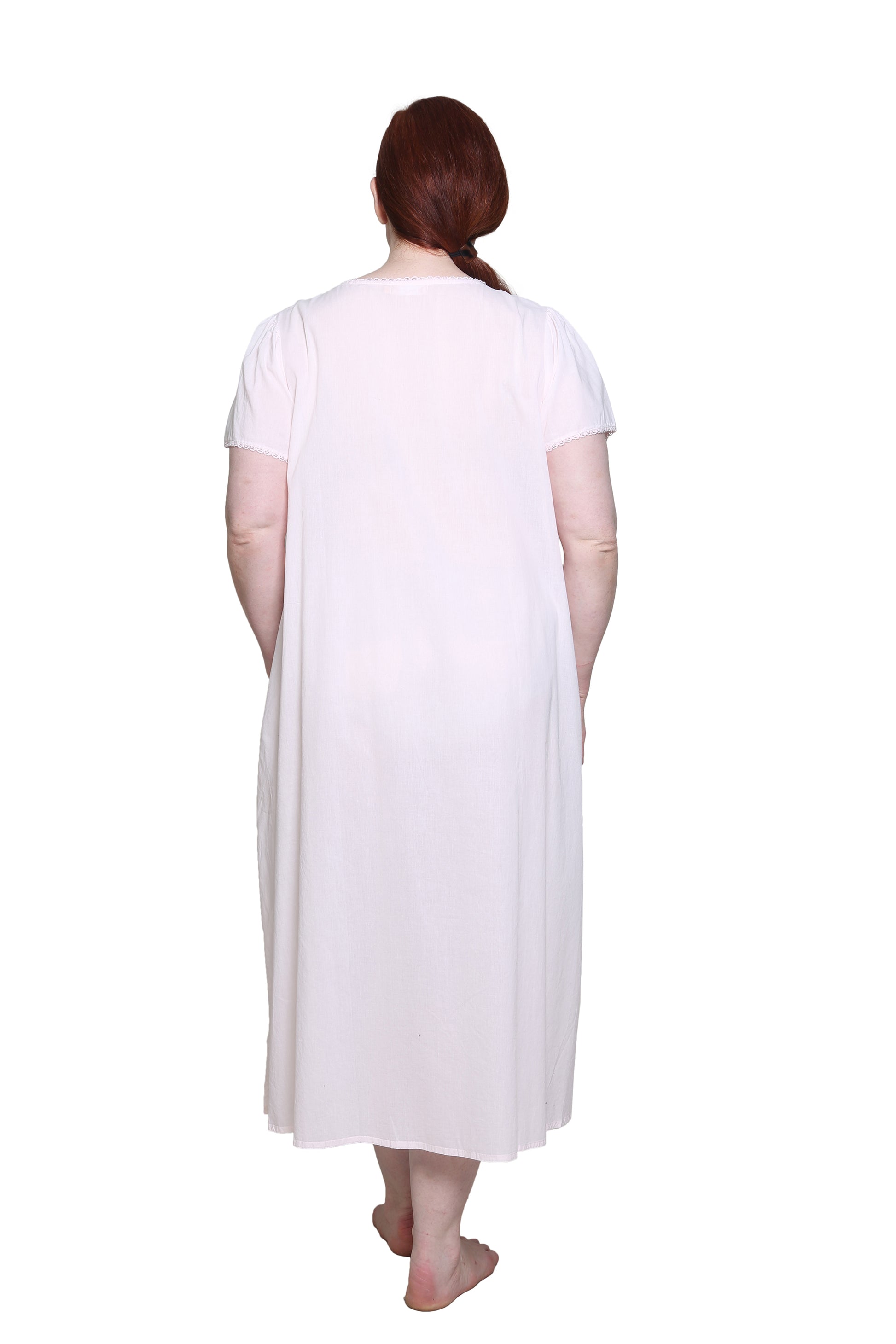 La Cera Plus Size 100% Cotton Lace Applique Gown - La Cera