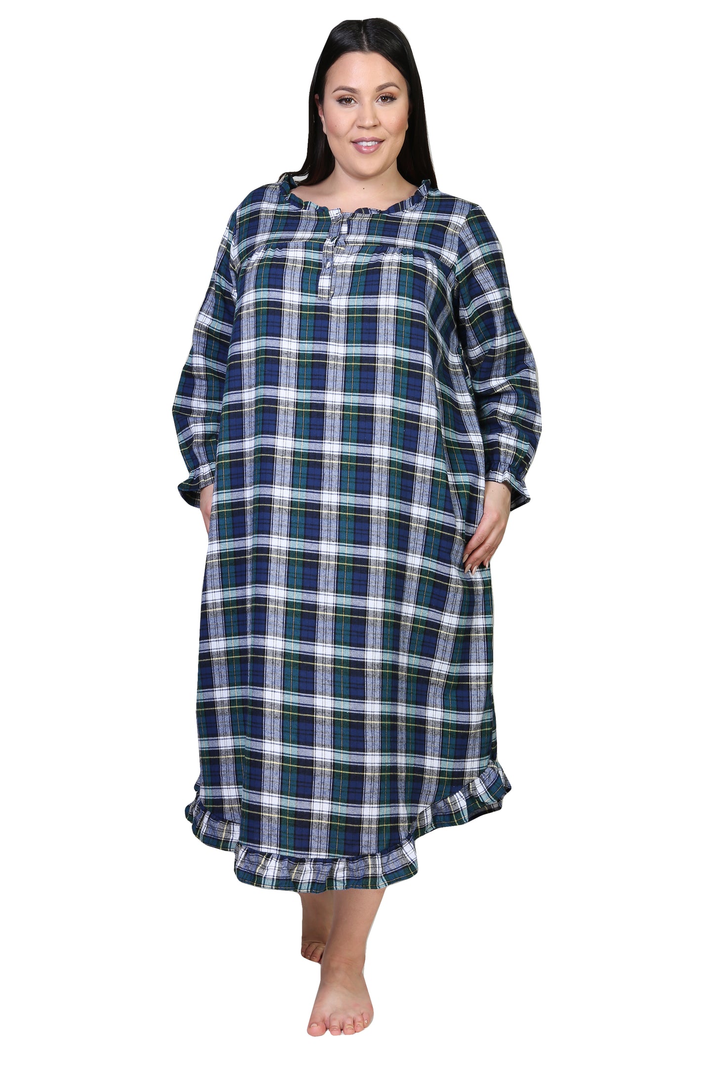 Camisón de franela a cuadros - Tallas grandes