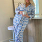 Plus Size Blue Fox Flannel Pajama Set
