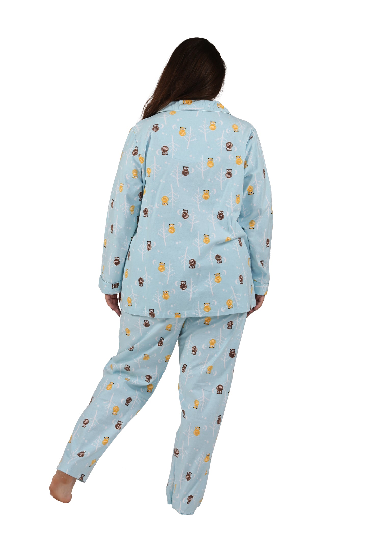 Plus Size La Cera Owl Print Pajama Set - La Cera
