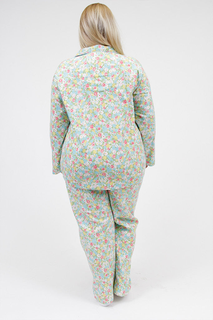 La Cera Plus Size Floral Flannel PJ Set - La Cera - 3
