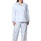 Blue Floral Flannel Long Sleeve Plus Size Pajama Set - La Cera
