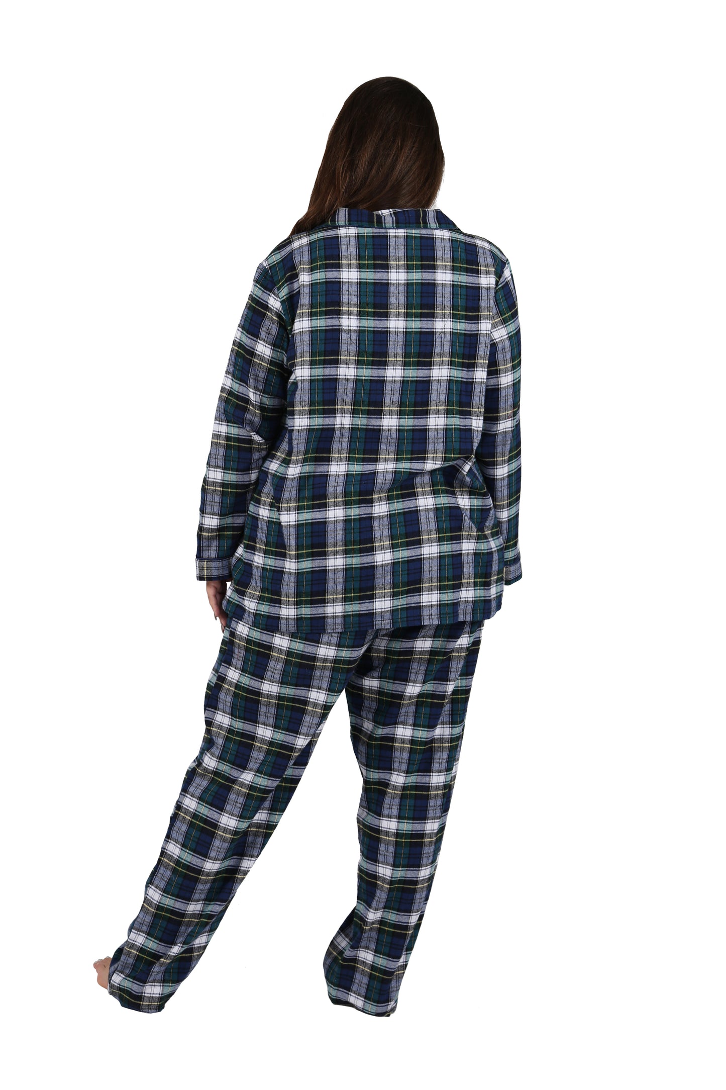 Conjunto de pijama de franela a cuadros teñido en hilo de algodón 100 % talla grande
