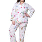 La Cera Plus Size Long Sleeve Floral Pajama Set