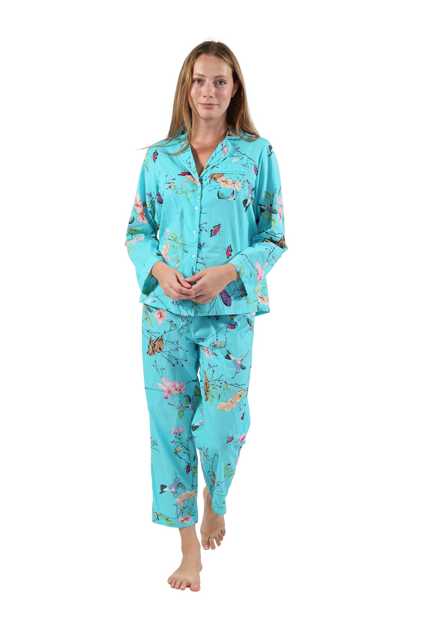 La Cera Long Sleeve Floral Pajama Set - La Cera