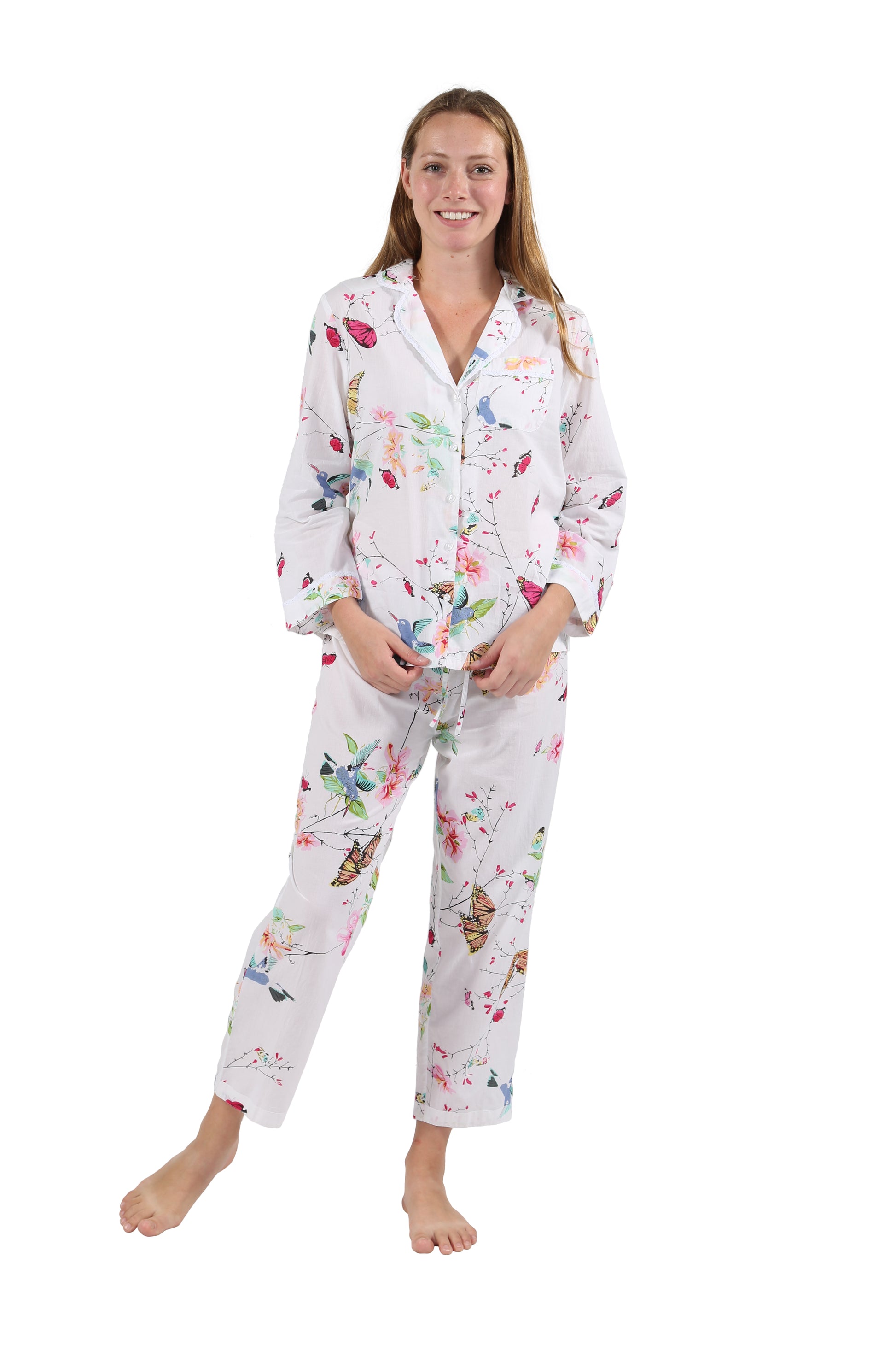 La Cera Long Sleeve Floral Pajama Set - La Cera