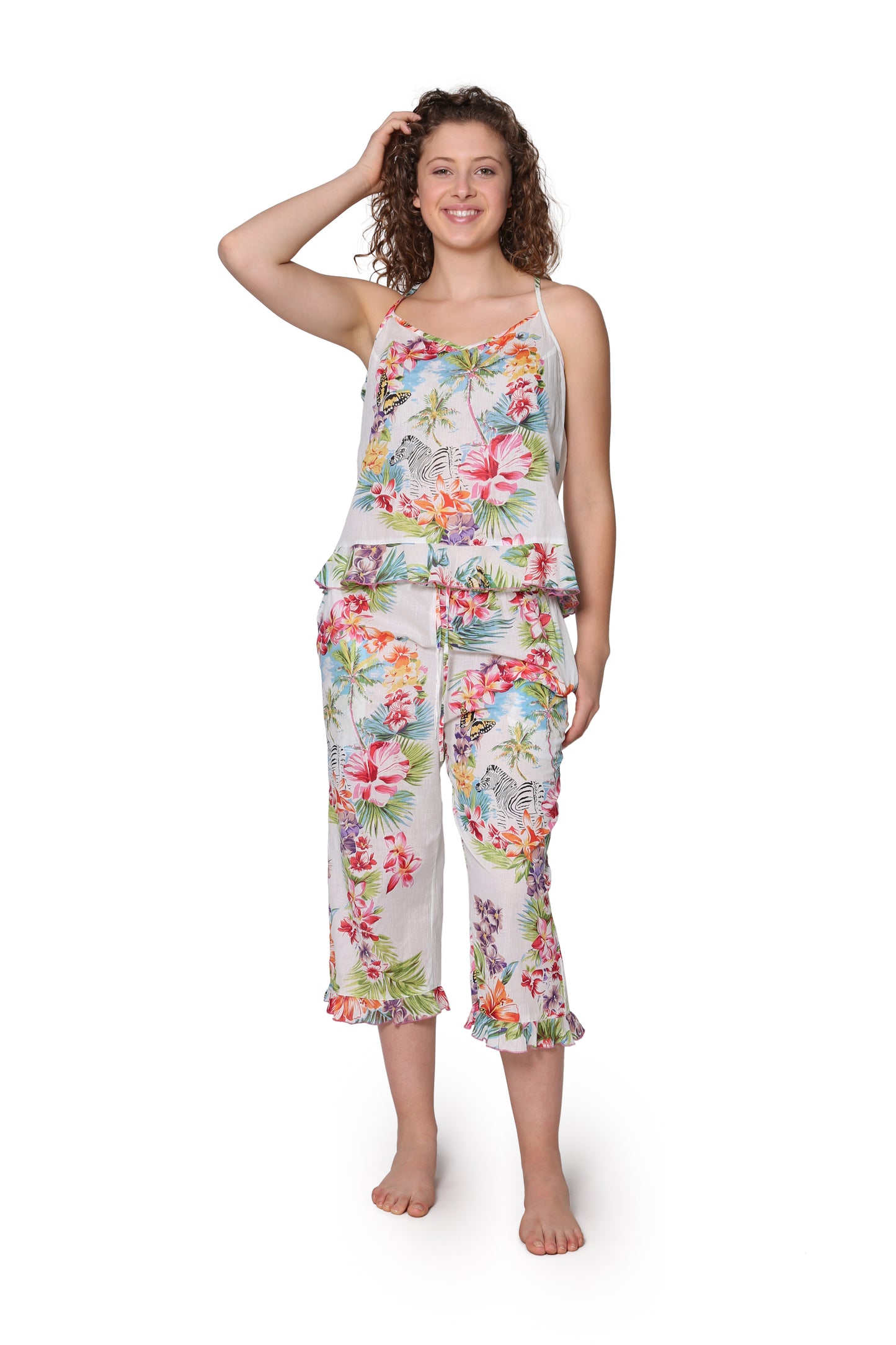 White Tropical Cotton Pajamas - La Cera