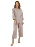 La Cera Floral 3/4 Sleeve Pleat Front Capri Pajama Set - La Cera