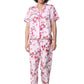 La Cera Cherry Blossom Floral Cotton Pajama Set - La Cera
