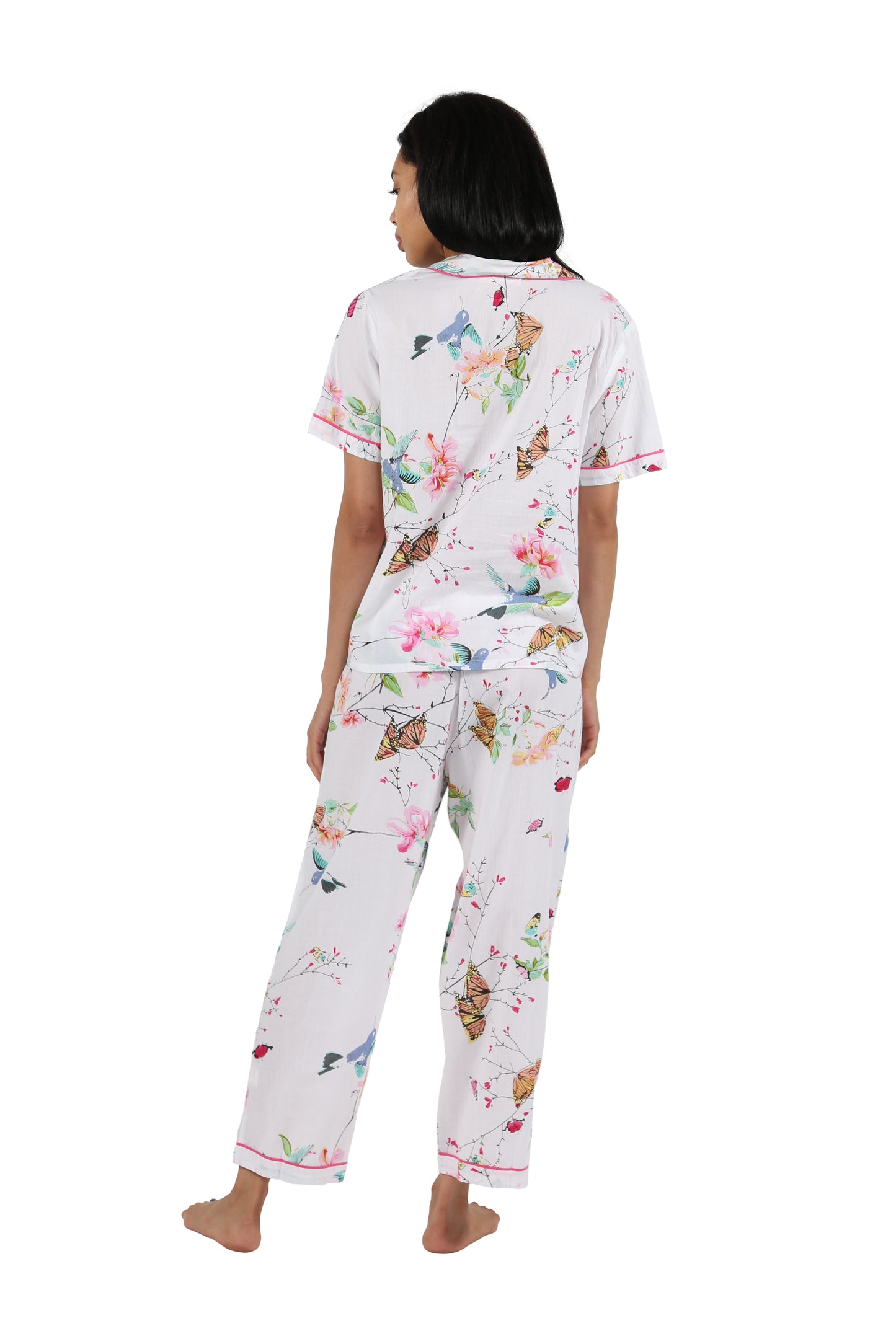 La Cera Short Sleeve Floral Pajama Set - La Cera