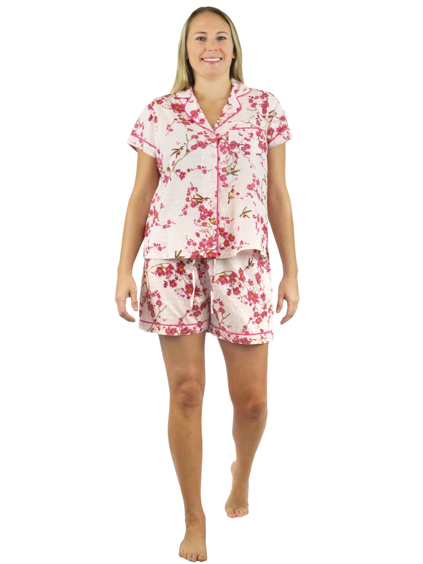 Pijama tipo bóxer con diseño de flores de cerezo de La Cera