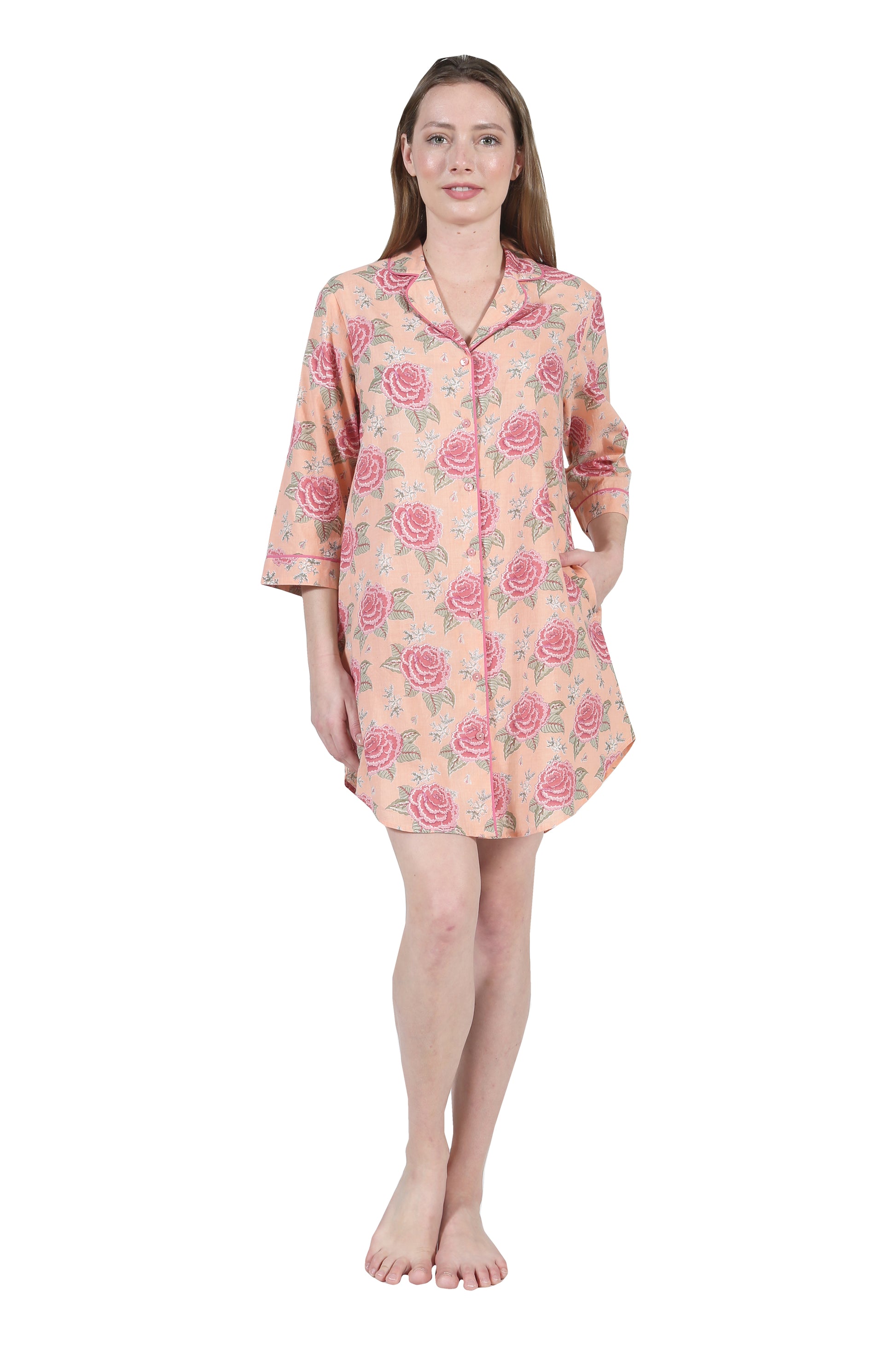 La Cera Floral Print Nightshirt - La Cera