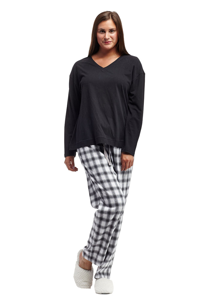 La Cera Plaid Pajama Set - La Cera