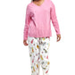 Pink Flannel Cat Print Pajama Set - La Cera