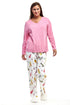 Pink Flannel Cat Print Pajama Set - La Cera