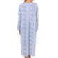 Floral Button Up Night Knit Gown - La Cera