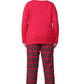 Cotton Knit Top With Flannel Pajama Set - La Cera