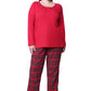 Cotton Knit Top With Flannel Pajama Set - La Cera