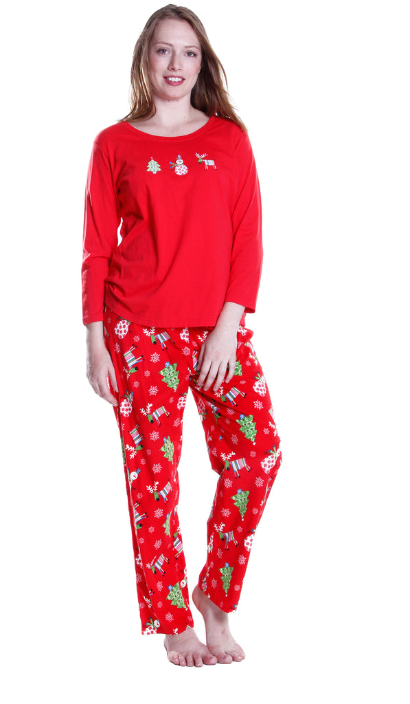 La Cera Holiday Pattern Pajama Set - La Cera