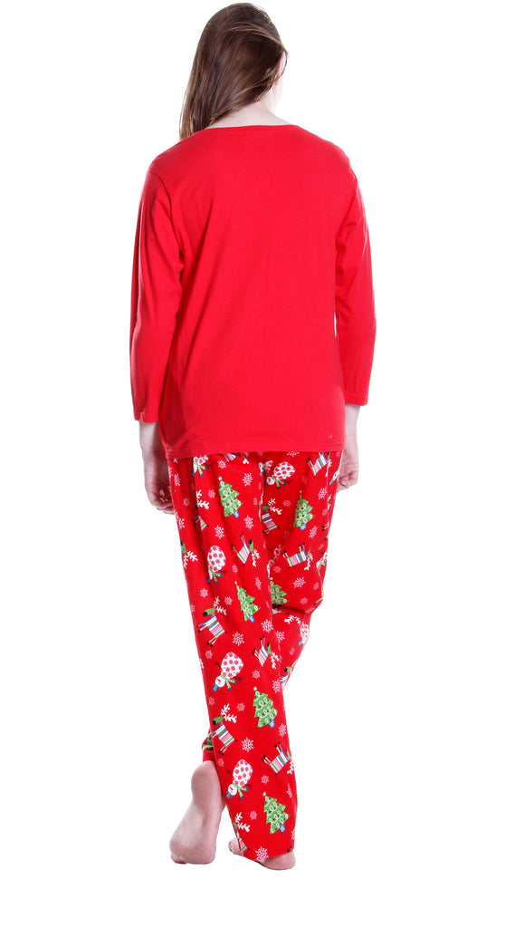 La Cera Holiday Pattern Pajama Set - La Cera