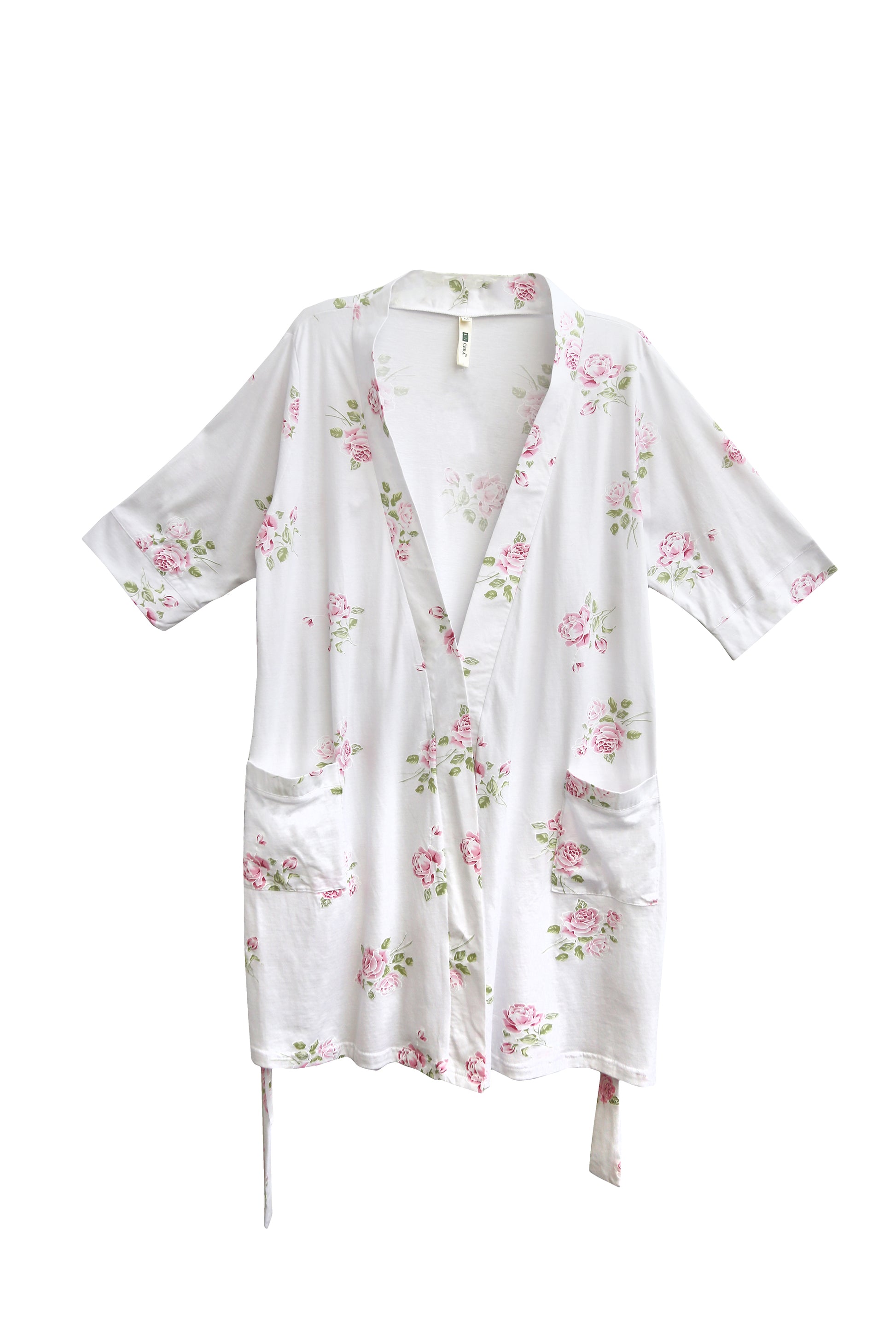 Floral Printed Cotton Knit Robe - Plus Size - La Cera
