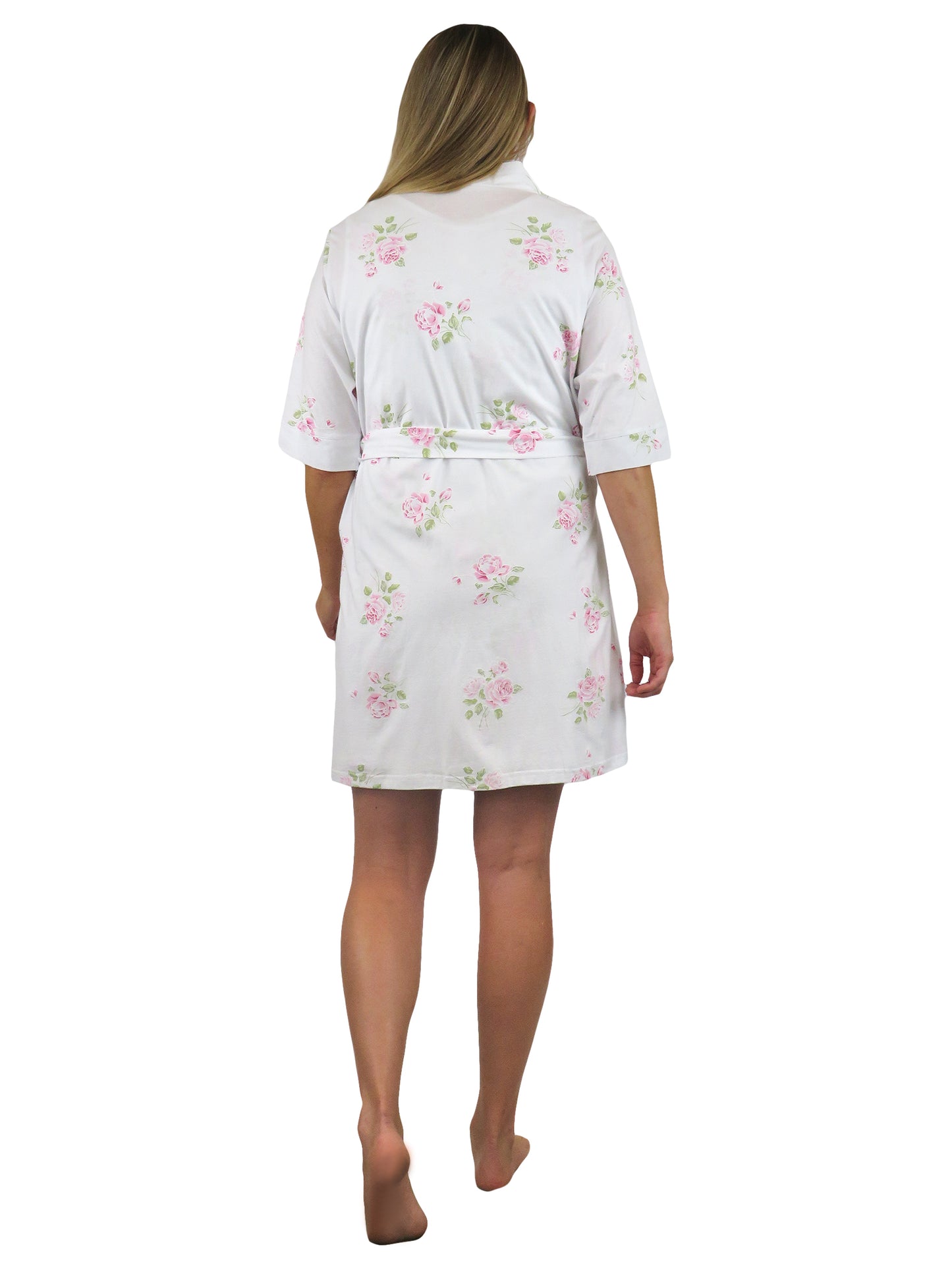 Bata de punto de algodón con estampado floral