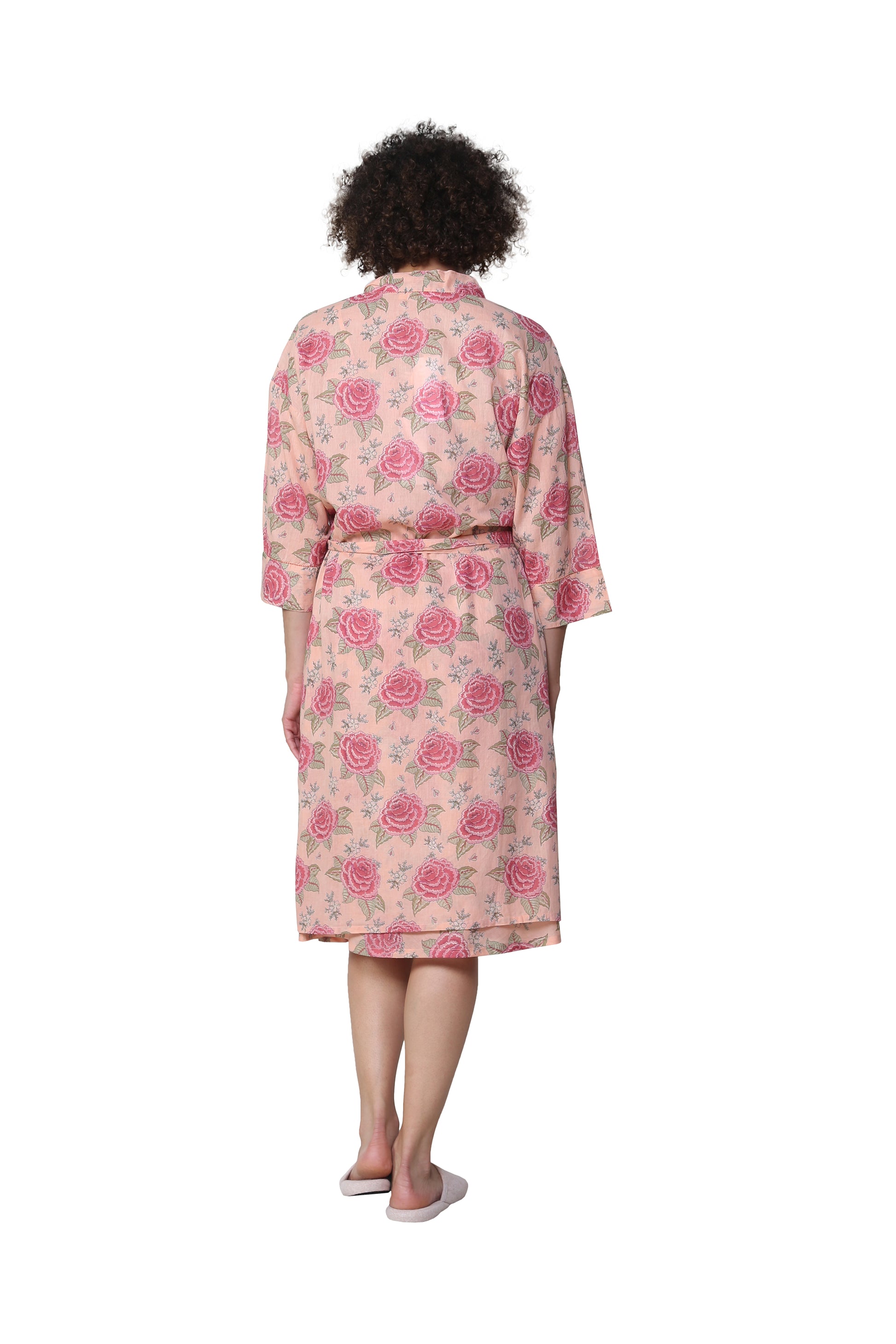 La Cera Cotton Wrap Robe - La Cera