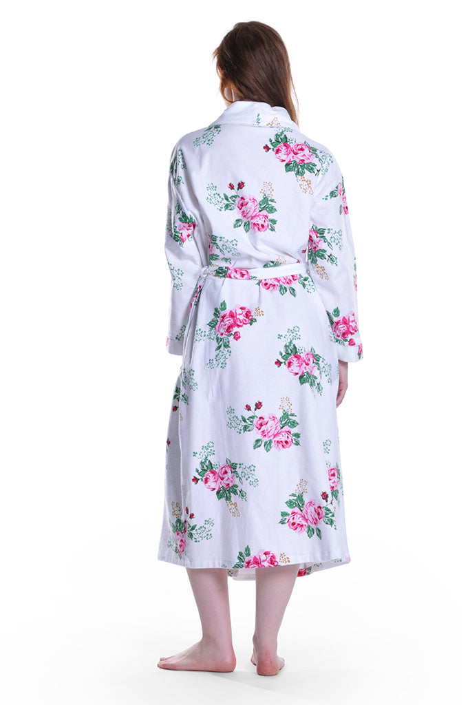 Flannel Floral Robe - La Cera