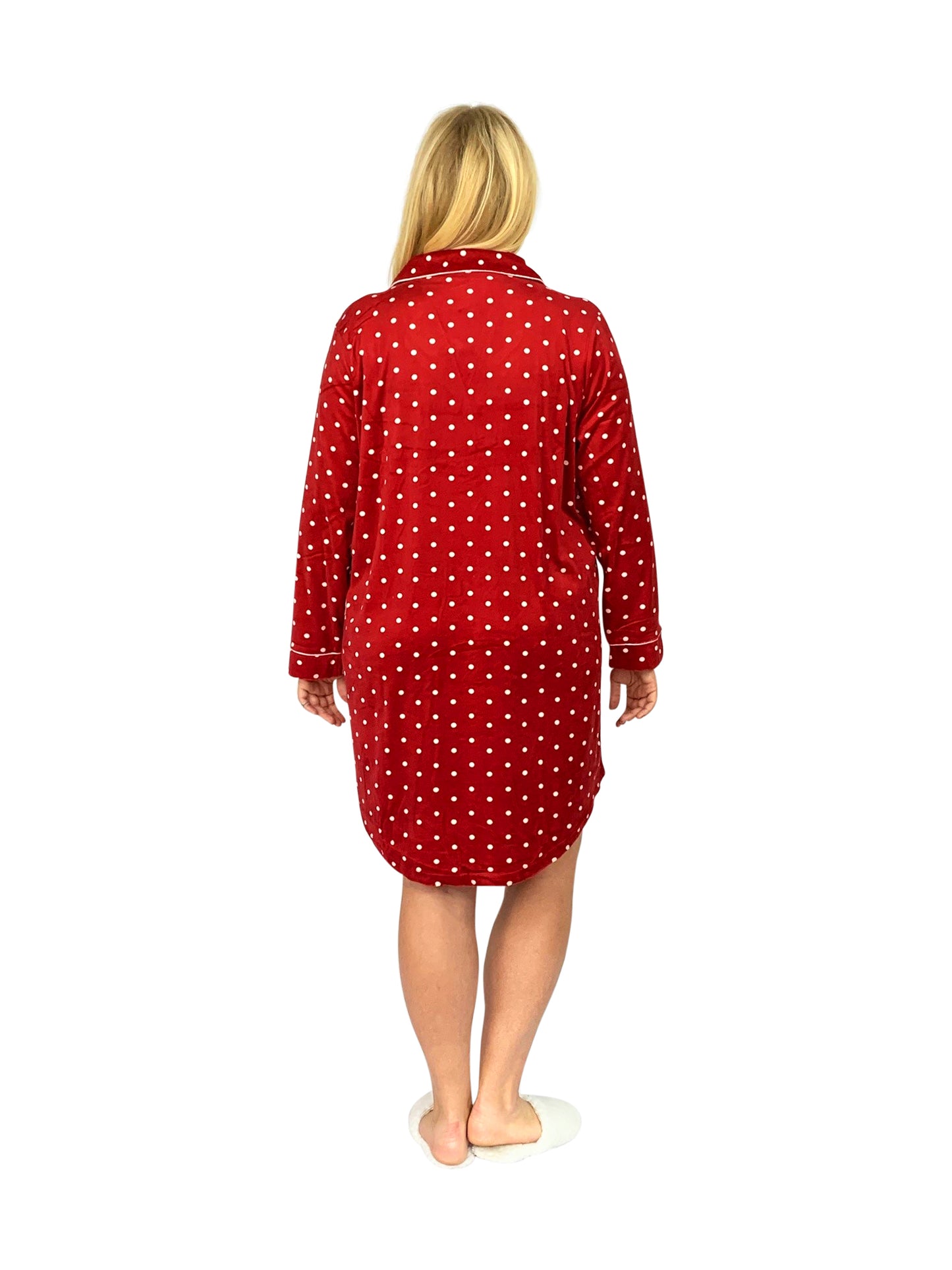 La Cera Plus Size Silky Sheered Minky Fleece Nightshirt