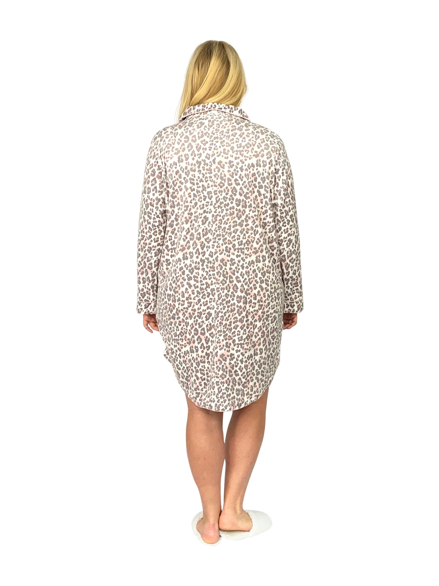 La Cera Plus Size Silky Sheered Minky Fleece Nightshirt